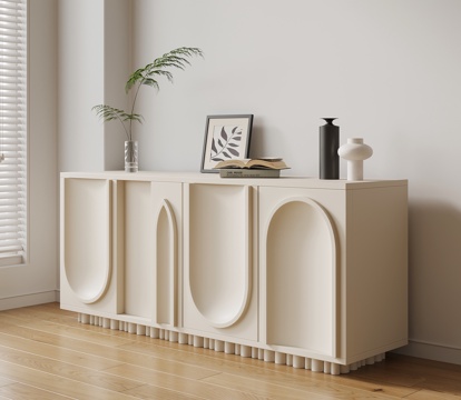 现代奶油风玄关柜su模型