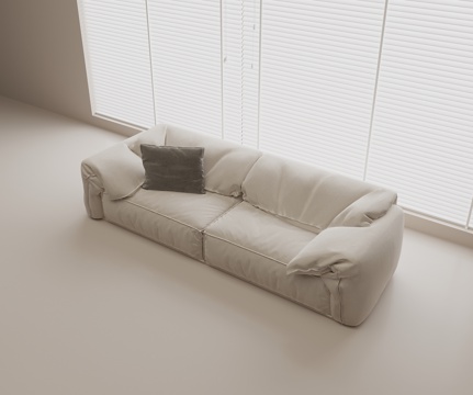 现代双人沙发 布艺双人沙发 休闲双人沙发 抱枕su模型