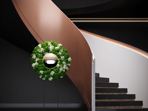 现代艺术装置 楼梯景观装置 花艺装置su模型