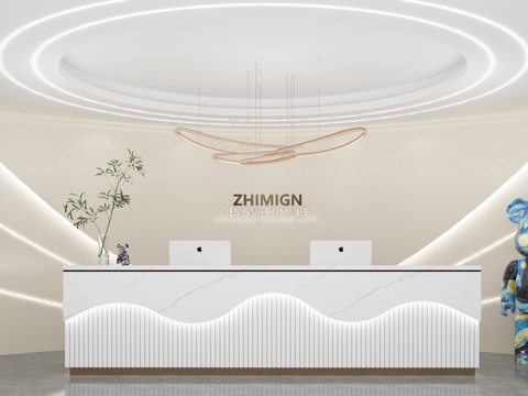  接待台 服务台  服务大厅3d模型 