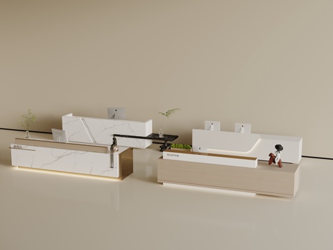 现代简约吧台 接待台 服务台 前台su模型