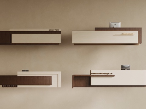 中古风吧台 接待台su模型