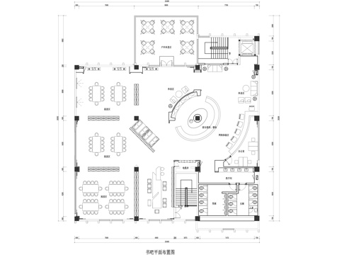 书吧平面布置图cad施工图