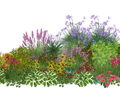 现代花卉植物堆景观组合su模型