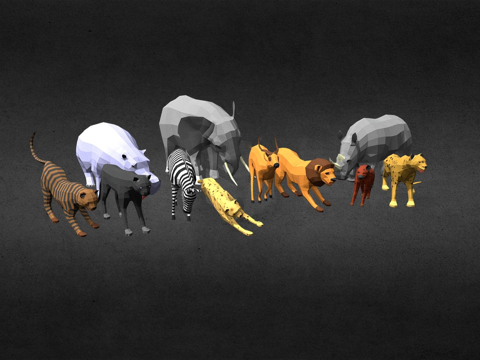 非洲动物多边形su模型