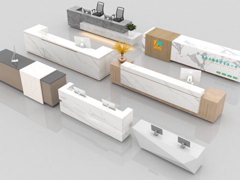  接待台  服务台3d模型 