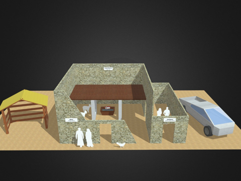 赛博卡车圣诞诞生场景su模型