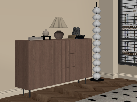 中古风玄关柜 边柜su模型