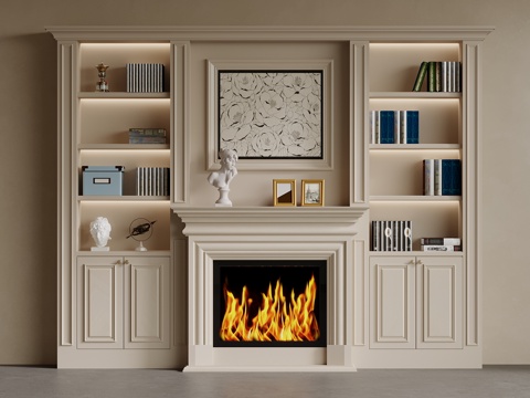 法式书柜 壁炉su模型