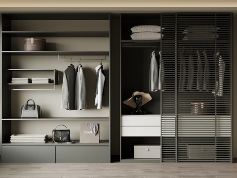 现代衣柜 衣服su模型