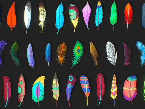 羽毛资源包(低多边形)su模型