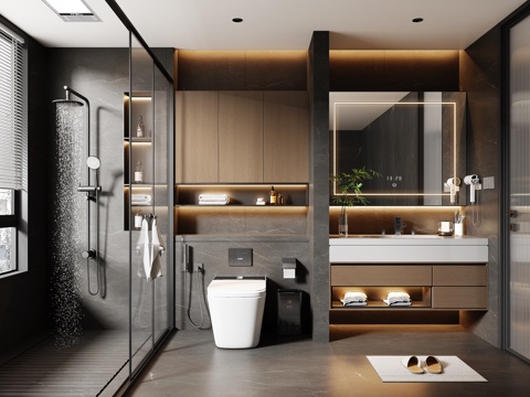  现代意式卫生间3d模型 