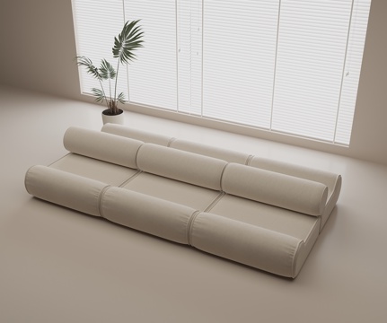 现代休闲沙发组合 布艺三人沙发 休闲多人沙发 懒人沙发组合su模型