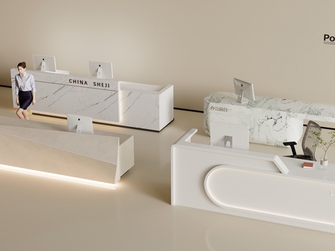 现代简约吧台 接待台 服务台 前台su模型