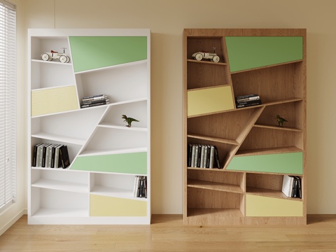 现代书柜 书架 置物柜su模型