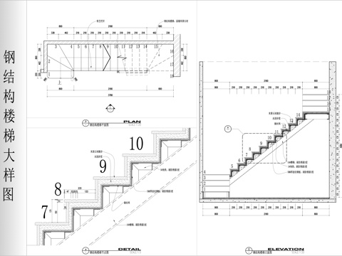 钢结构楼梯节点图cad施工图