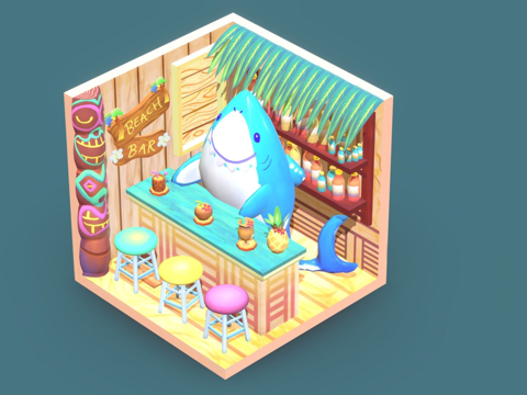 鲨鱼海滩酒吧（A.S.&amp;G.Kang概念）su模型