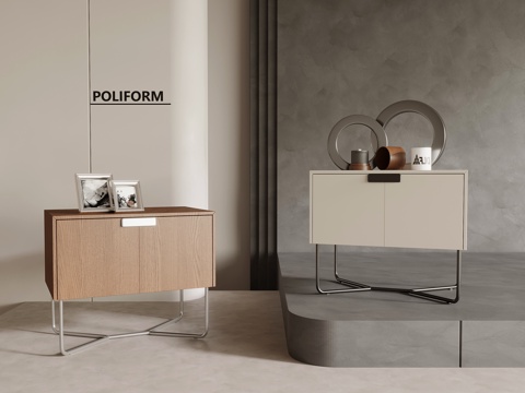 现代中古床头柜su模型