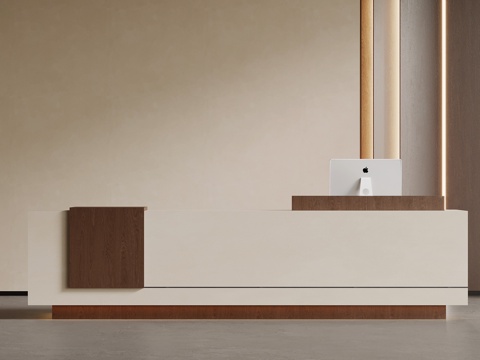 中古风吧台 接待台su模型