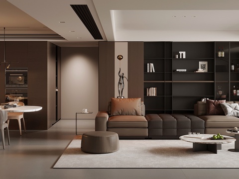  现代意式客餐厅 轻奢意式客餐厅 高级灰客餐厅 海派风客餐厅3d模型 