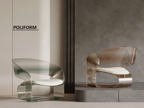 现代休闲椅 亚克力椅子su模型