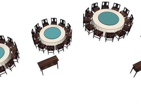 实木桌椅 桌椅 休闲桌椅 圆餐桌椅 新中式桌椅 家用桌椅su模型
