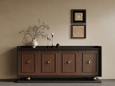 中古风端景柜su模型