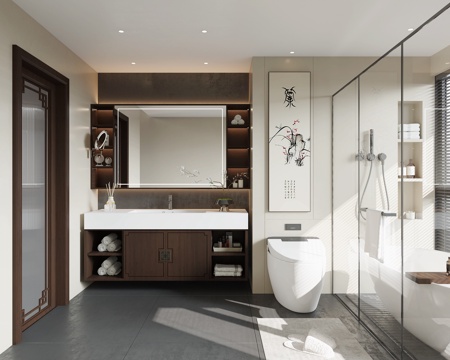  新中式卫生间3d模型 