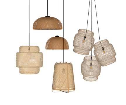 侘寂自然风藤编吊灯su模型
