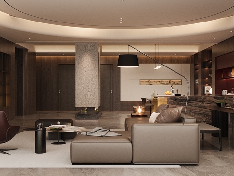  现代意式客餐厅 轻奢意式客餐厅 高级灰客餐厅 海派风客餐厅3d模型 