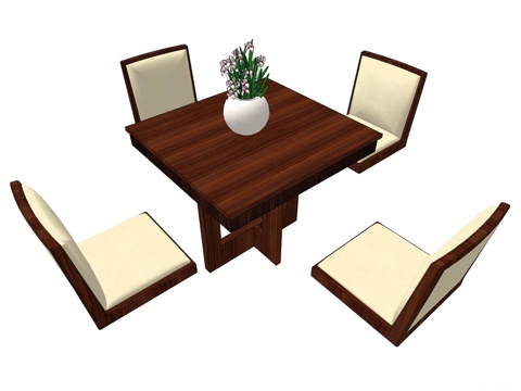 实木桌椅 桌椅 休闲桌椅 餐桌椅 新中式桌椅 家用桌椅su模型