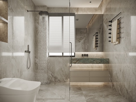  现代卫生间3d模型 