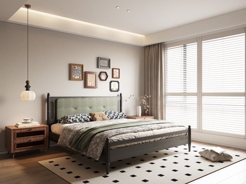 中古复古卧室su模型