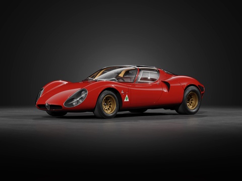 红色复古跑车  阿尔法罗密欧 3D打印 老爷车跑车豪车su模型