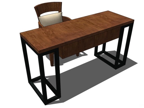 实木桌椅 桌椅 休闲桌椅 书桌椅 新中式书桌椅 家用桌椅su模型