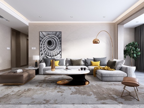  现代轻奢客餐厅3d模型 