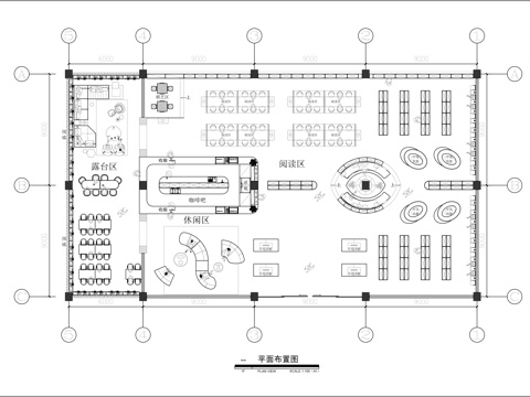 书吧平面布置图cad施工图