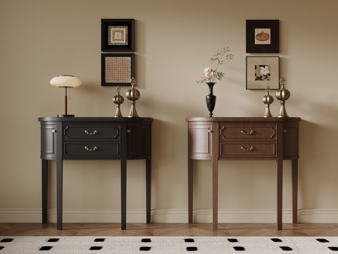 中古风端景柜 玄关柜su模型