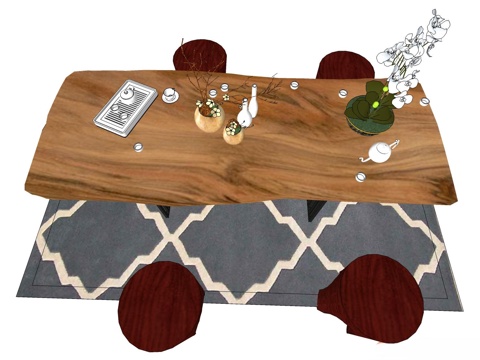 实木桌椅 桌椅 休闲桌椅 餐桌椅 新中式桌椅 家用桌椅su模型