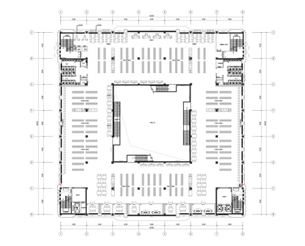 开放式图书馆平面图cad施工图