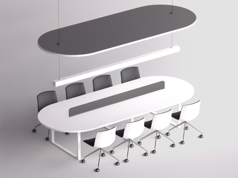 现代办公桌椅 员工工位su模型