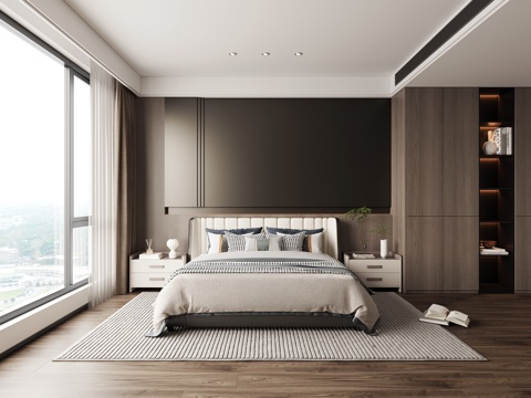 现代意式卧室 主卧次卧su模型