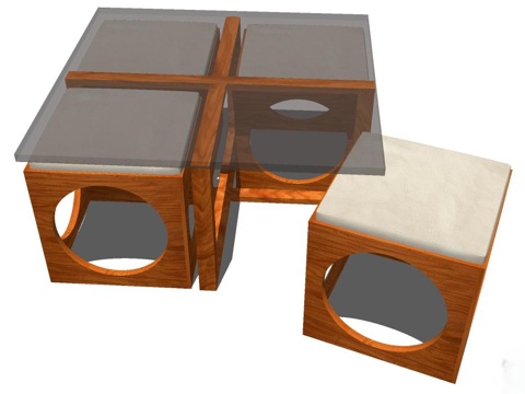 实木桌椅 桌椅 休闲桌椅 椅子 凳子 家用桌椅su模型