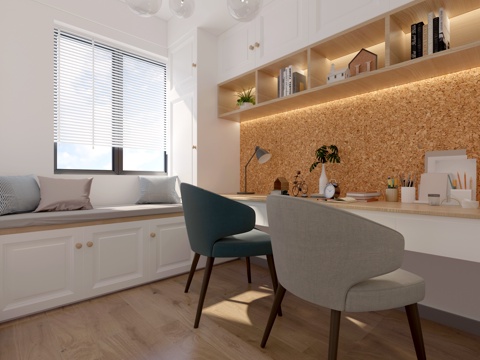  现代书房 榻榻米3d模型 