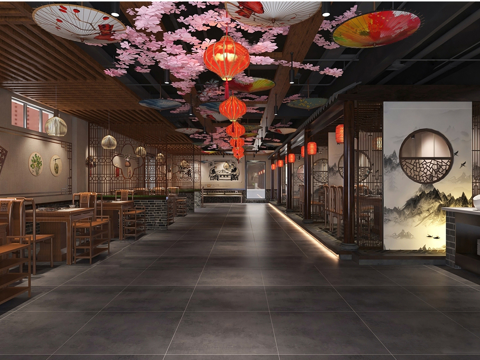 中式餐厅 餐桌椅组合su模型