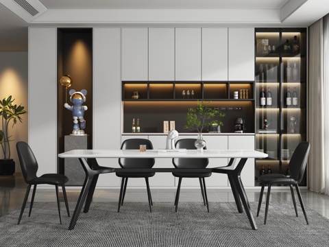  现代轻奢餐厅 餐桌椅3d模型 
