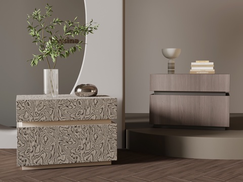 意式床头柜su模型