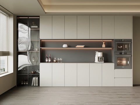 现代意式酒柜 餐边柜su模型