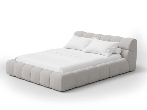  现代简约双人床 双人床 简约床  卧室床 抱枕3d模型 