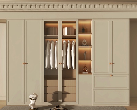 法式奶油风衣柜su模型